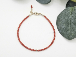 Italian Coral beaded Bracelet, 14k goldfilled - 925 sterling silver