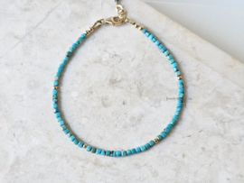 Arizona Turquoise edelstenen kralen armband, leverbaar 14k goldfilled - 925 sterling zilver