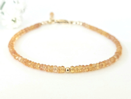 Gele Saffier edelstenen kralen armband, 14k goldfilled - 925 sterling zilver