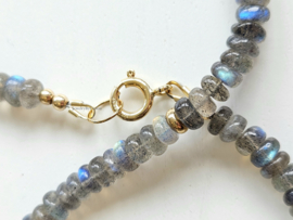 Labradoriet kralen ketting, 14k goldfilled - 925 sterling zilver