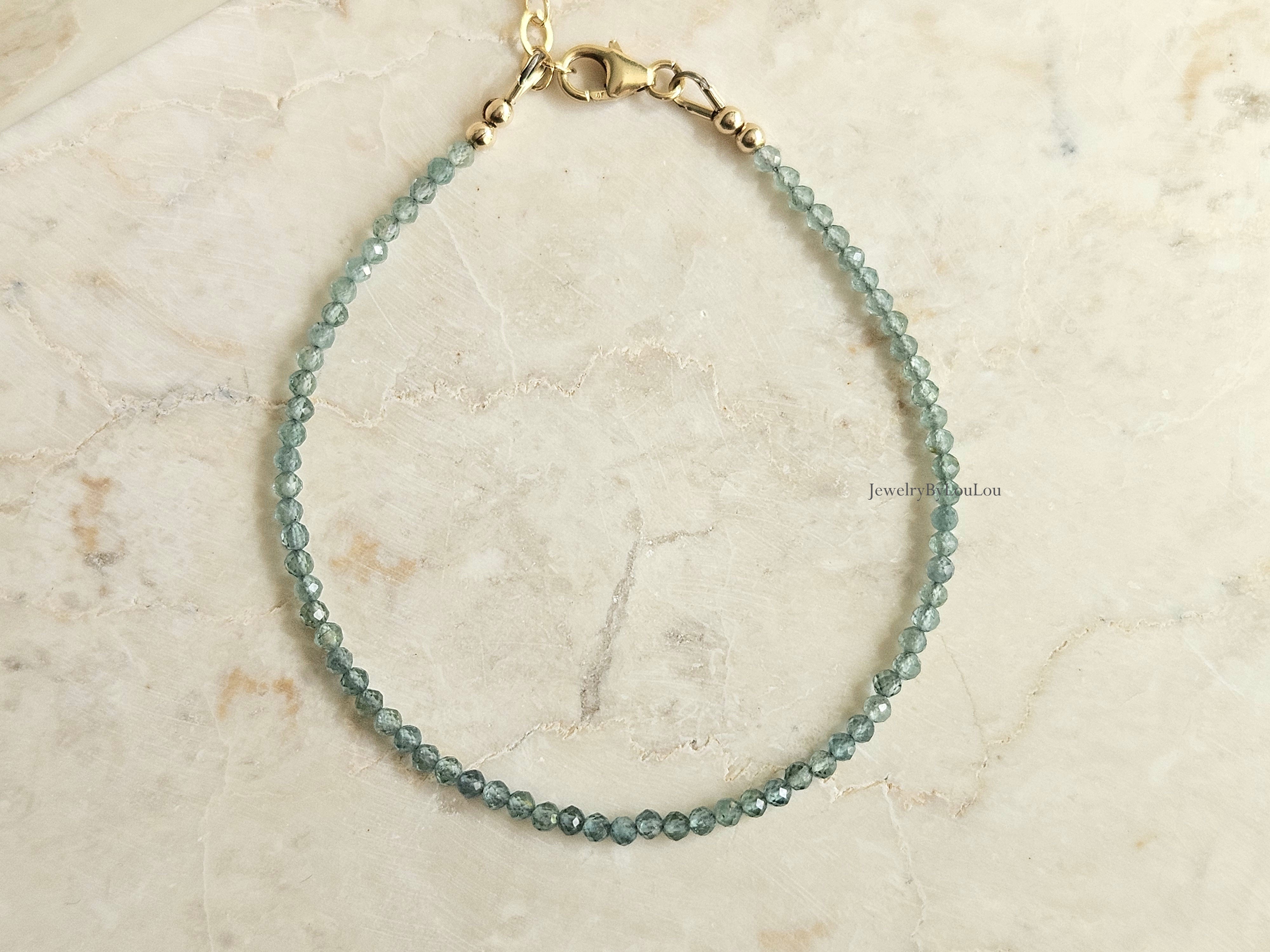 Indicoliet blauwe Toermalijn armband     925 sterling zilver   -   14k goldfilled