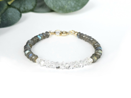 Labradoriet en AAA herkimer diamant armband     14k goldfilled - 925 sterling zilver