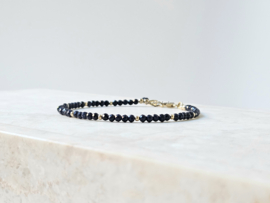 Sapphire bracelet dark blue, 14k goldfilled