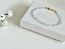 Fijn aquamarijn kralen armbandje, 14k goldfilled & 925 sterling zilver