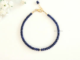 Blauwe Saffier kralen armband, leverbaar 14k goldfilled - 925 sterling zilver