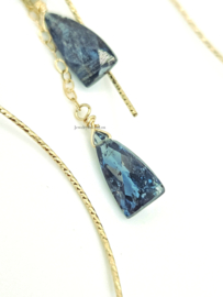 Teal blue Kyaniet oorbellen  14k goldfilled