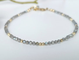 Labradorite beaded bracelet     925 sterling silver   -   14k goldfilled