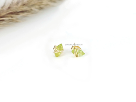 Peridot stud earrings  14k goldfilled & 925 sterling silver