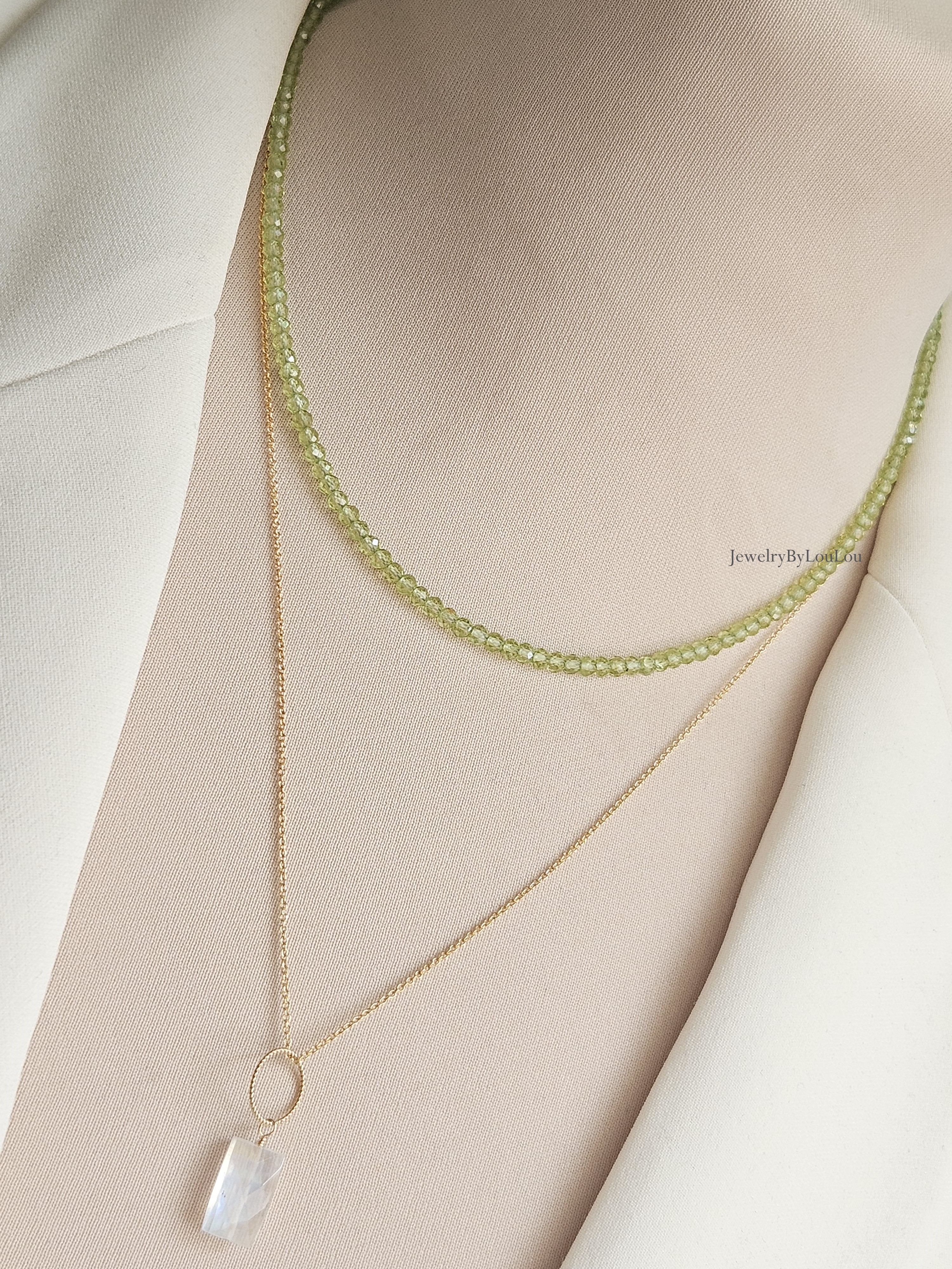 Peridoot kralen ketting facet geslepen, AAA kwaliteit , leverbaar 14k goldfilled - 925 sterling zilver
