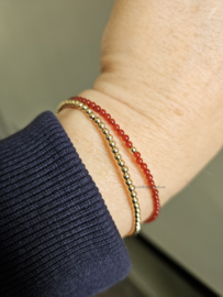 Carneool 2mm kralen armband,  925 sterling zilver & 14k goldfilled