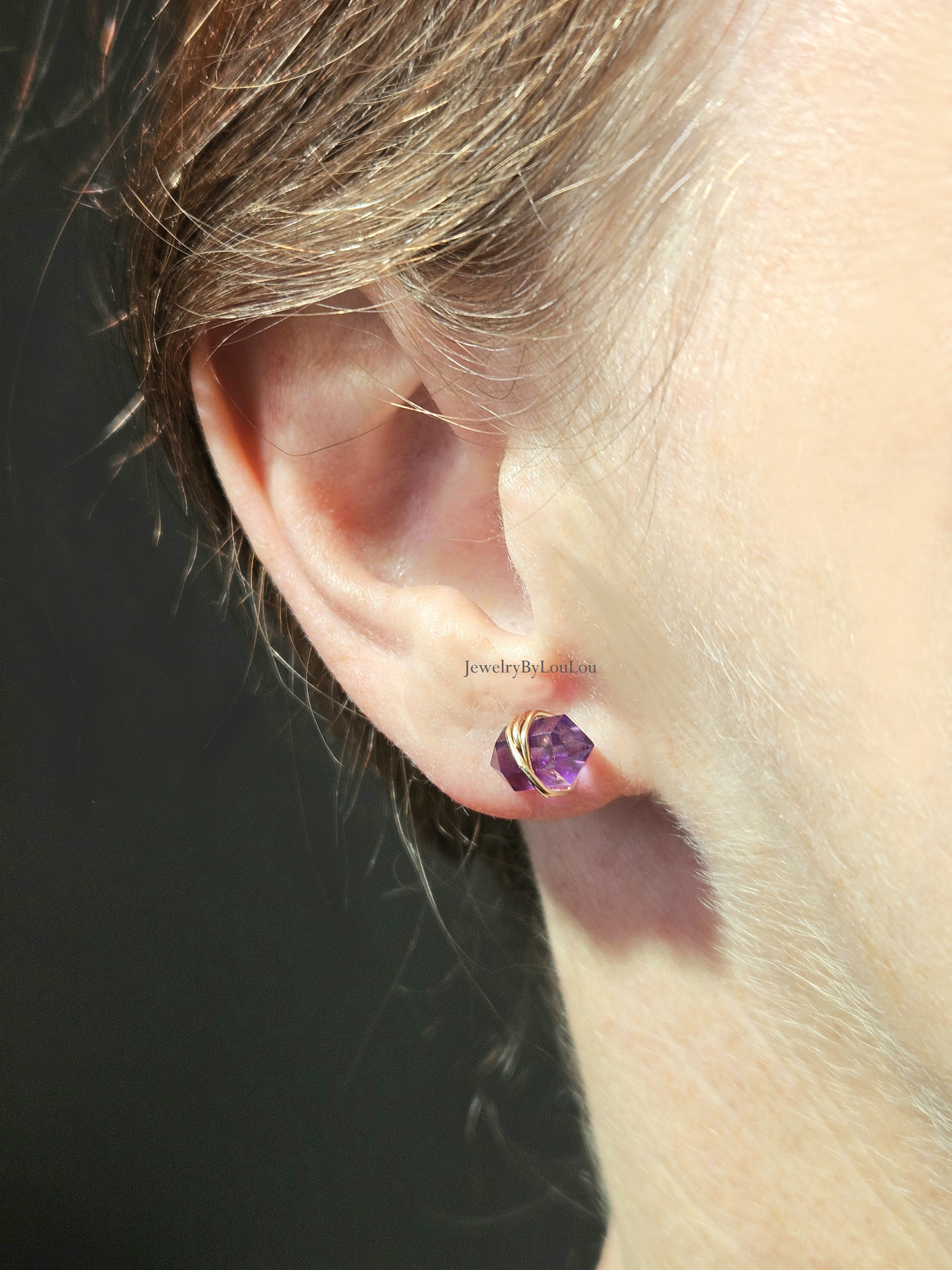 Amethist studs oorbellen  14k goldfilled & 925 sterling zilver