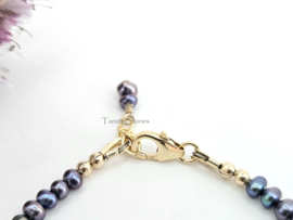 Peacock zoetwaterparels en Lavendel Saffier armband -14k goldfilled & 925 sterling zilver