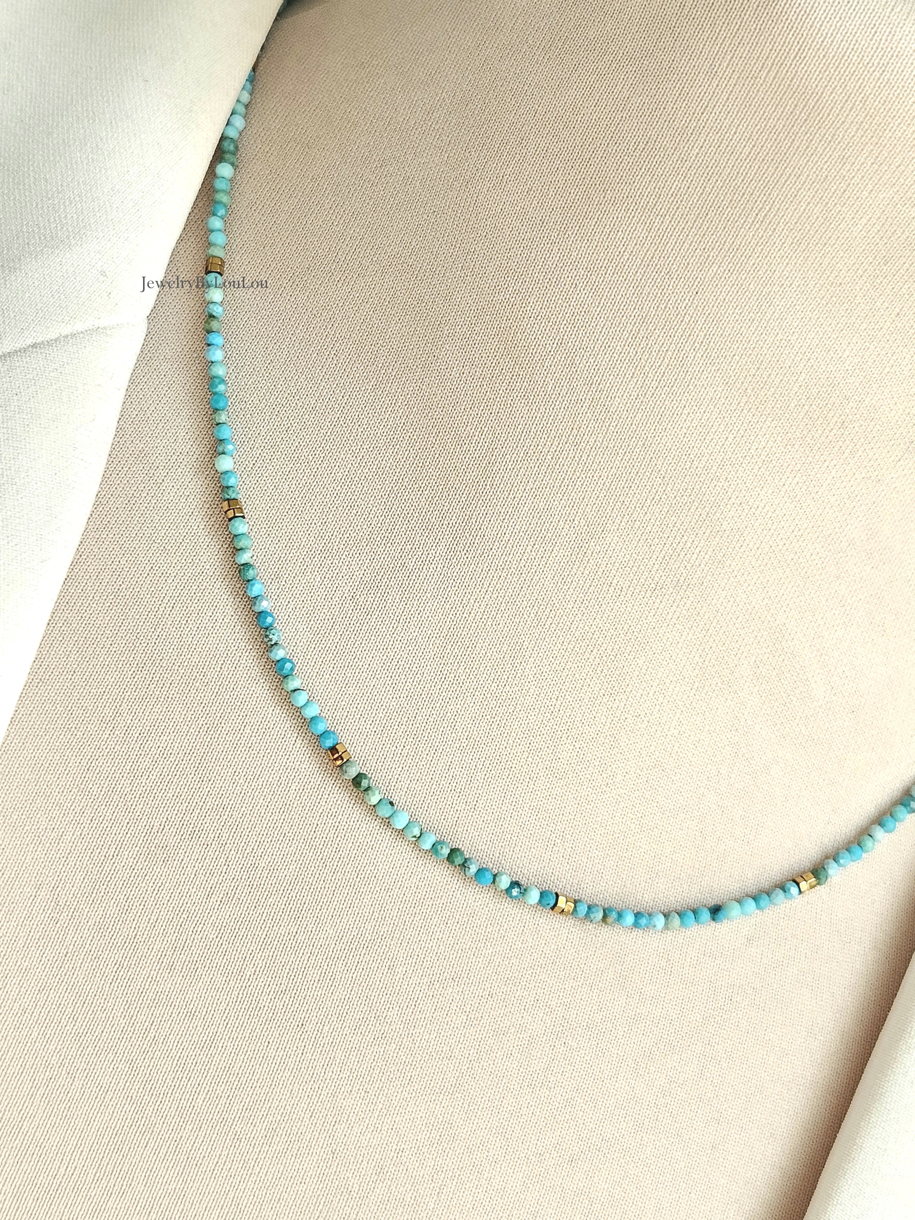Arizona Turquoise beaded necklace, 14k goldfilled - 925 sterling silver