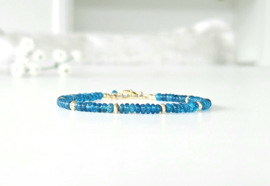 Neon Apatiet edelstenen kralen armband, leverbaar 14k goldfilled - 925 sterling zilver
