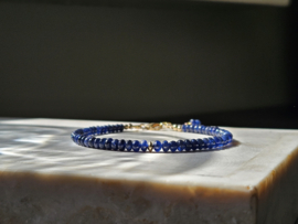 Blauwe Saffier kralen armband, leverbaar 14k goldfilled - 925 sterling zilver