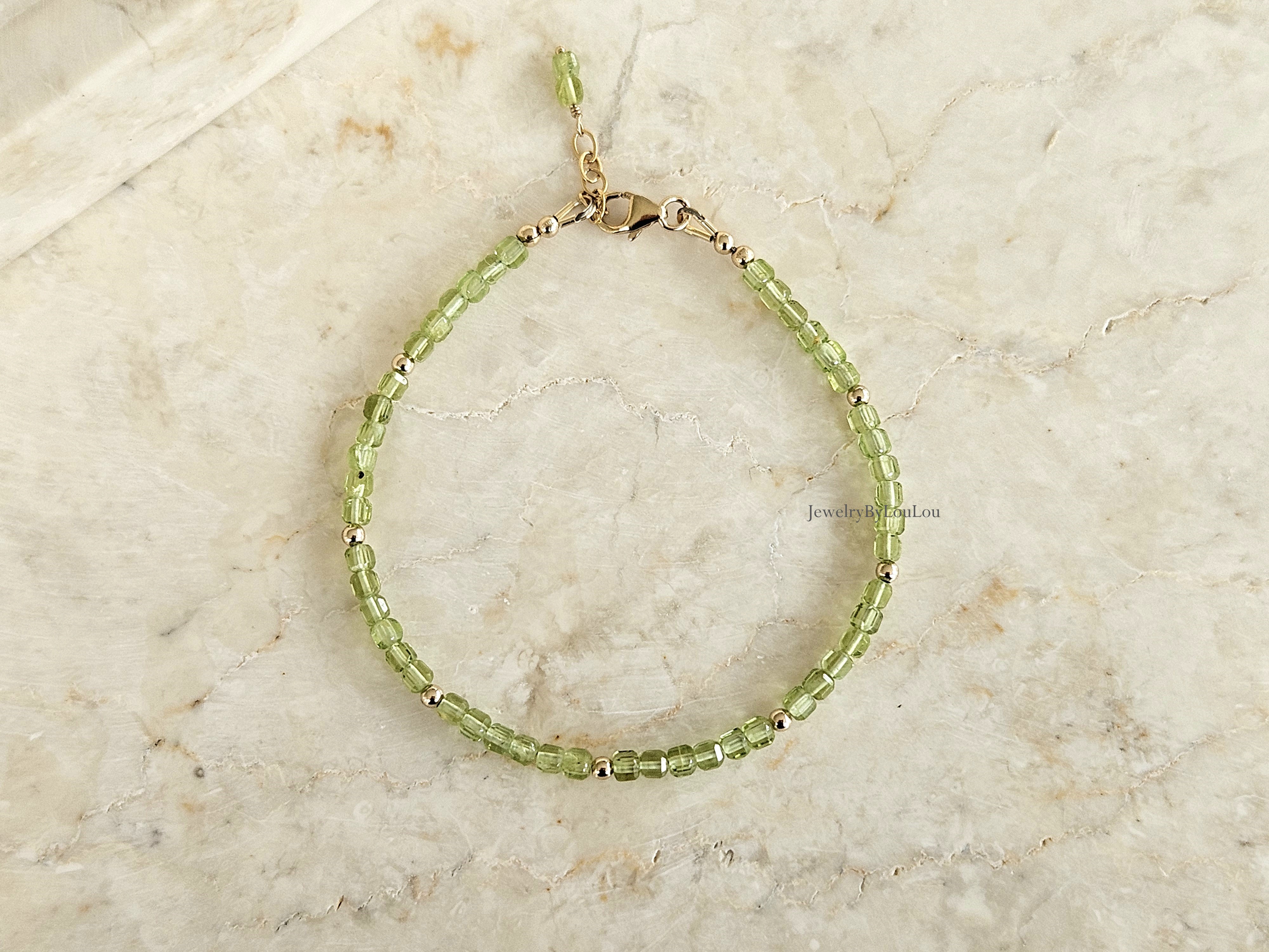 AAA Peridoot kralen armband, 14k goldfilled & 925 sterling zilver