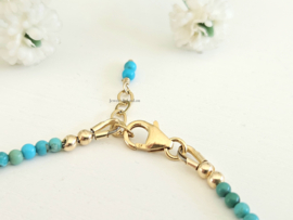 Arizona Turquoise edelstenen kralen armband, leverbaar 14k goldfilled - 925 sterling zilver