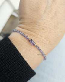 Tanzaniet kralen armband, 14k goldfilled - 925 sterling zilver