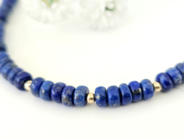 Lapis Lazuli kralen armband, 14k goldfilled - 925 sterling zilver