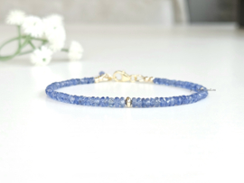 Licht blauwe Birma Saffier kralen armband, 14k goldfilled - 925 sterling zilver