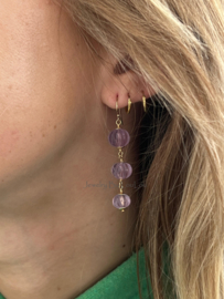 Amethyst melon shaped earrings, leverbaar in 14k goldfilled - 925 sterling silver
