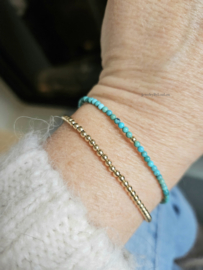 Arizona Turquoise edelstenen kralen armband, leverbaar 14k goldfilled - 925 sterling zilver