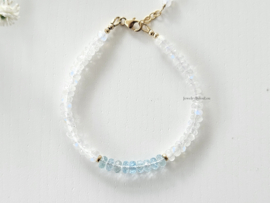 Moonstone and aquamarine bracelet, 14k goldfilled & 925 sterling silver