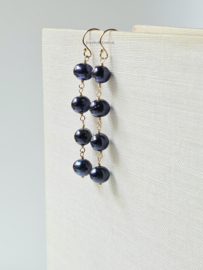Freshwater pearl earrings dark blue 14k gold-filled & 925 sterling silver
