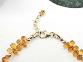 Citrien edelstenen kralen armband, leverbaar 14k goldfilled - 925 sterling zilver