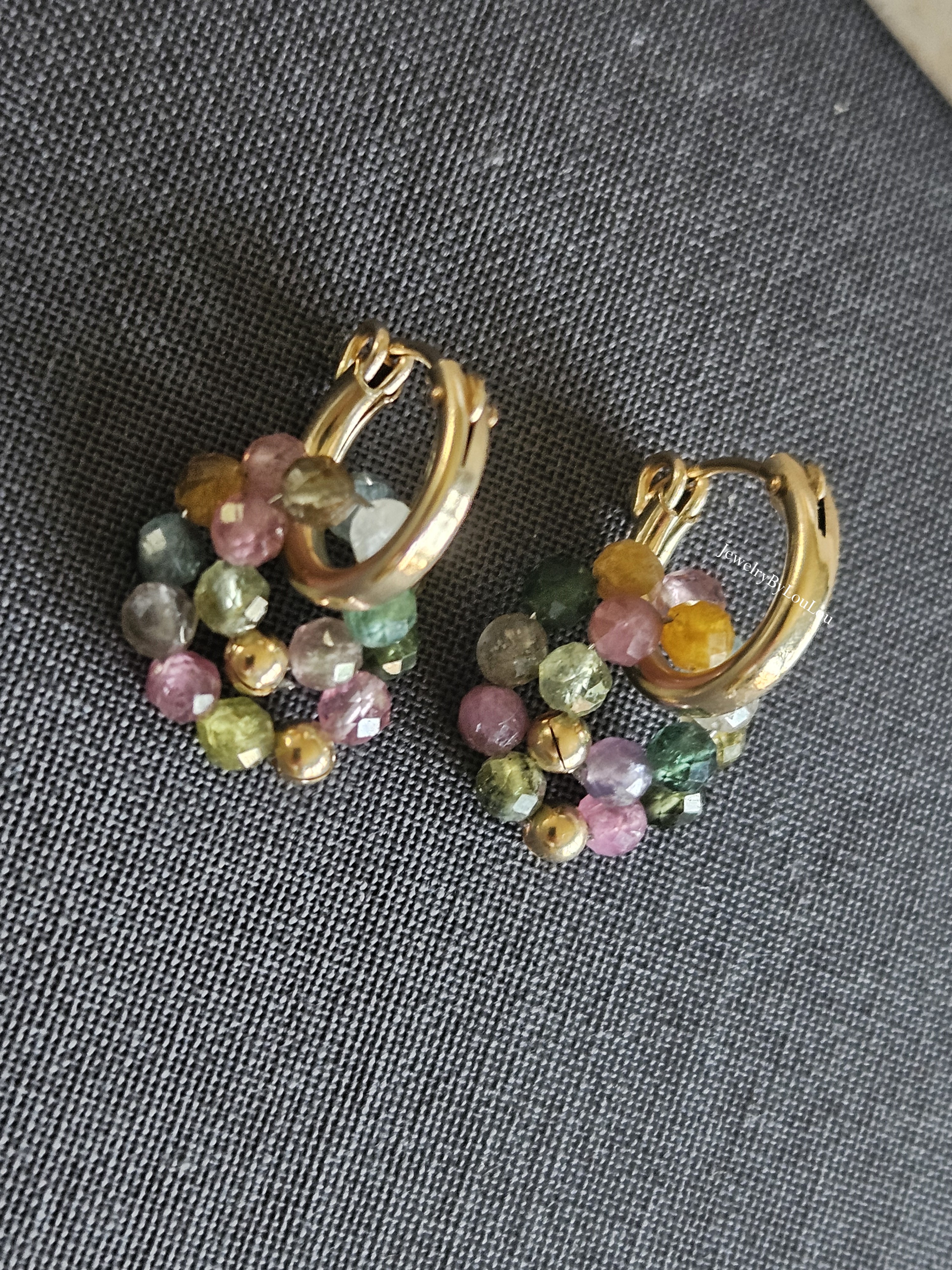 Multi Tourmaline creolen earrings, 14k goldfilled - 925 sterling silver