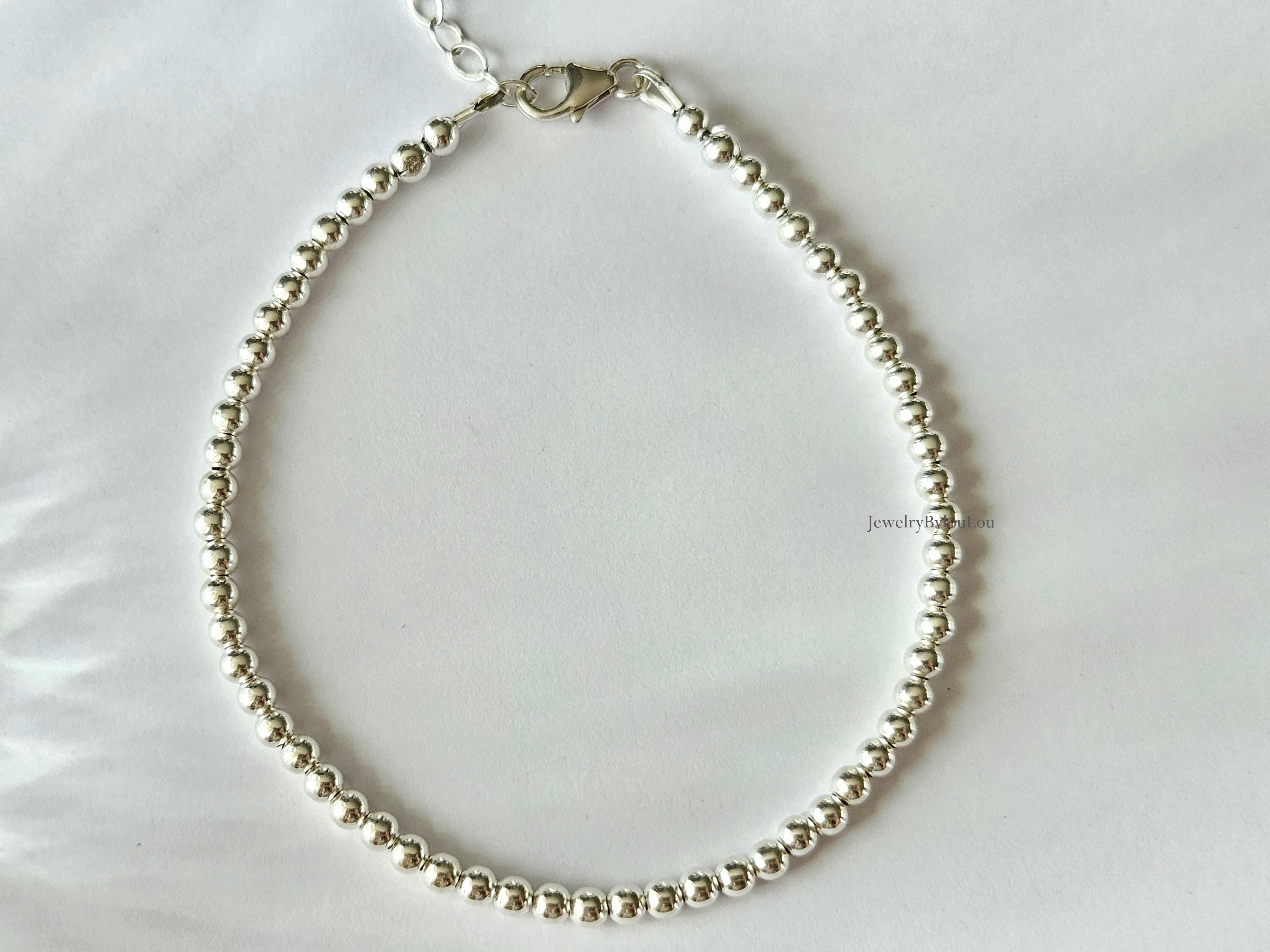 925 sterling zilver kralen armband 3mm, leverbaar met sluiting - elastiek