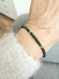 Tsavorite gemstone beads bracelet, 14k goldfilled & 925 sterling silver