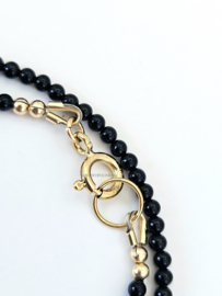 Black Onyx beaded necklace 14k goldfilled - 925 sterling silver