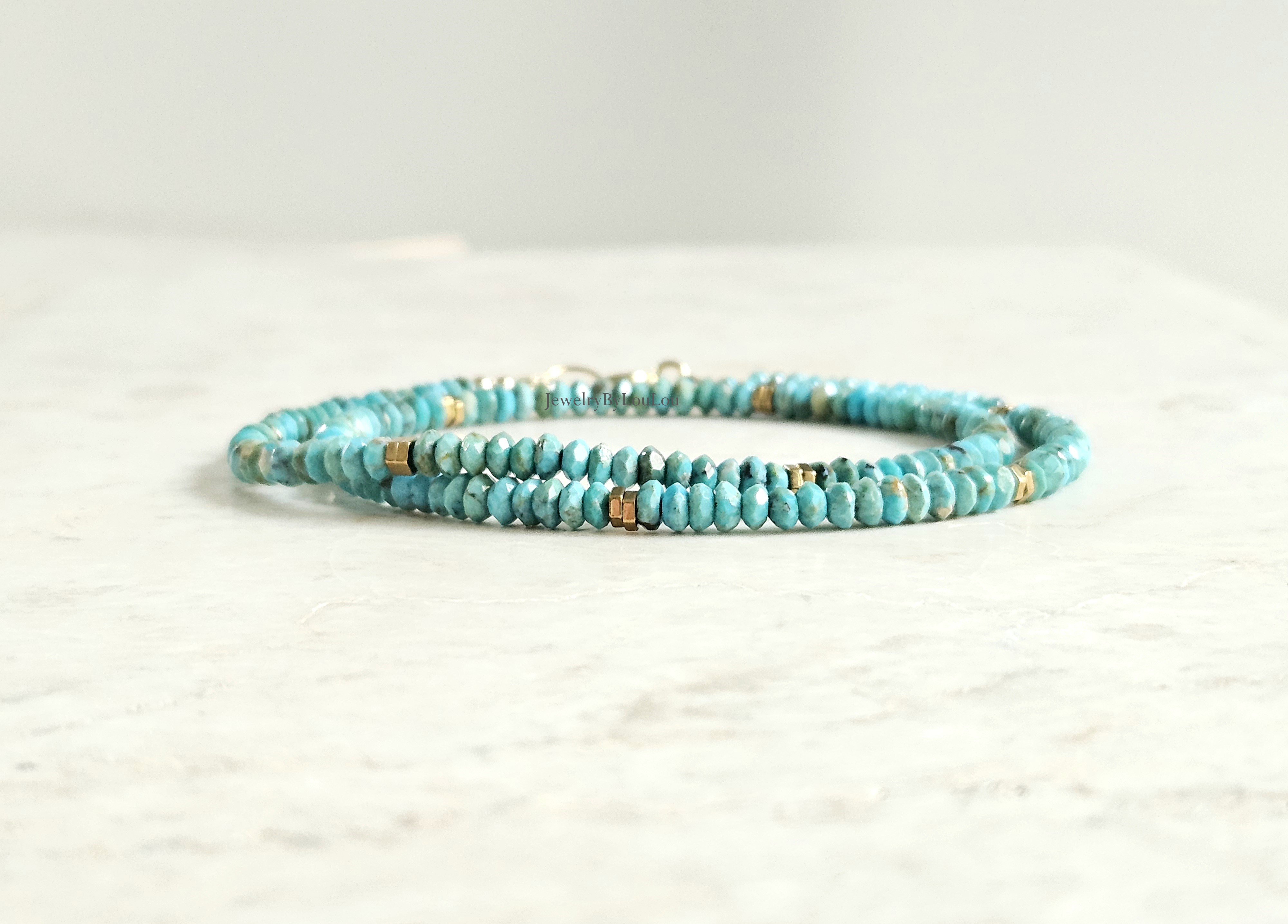Arizona Turquois beaded necklace, 14k goldfilled - 925 sterling zilver
