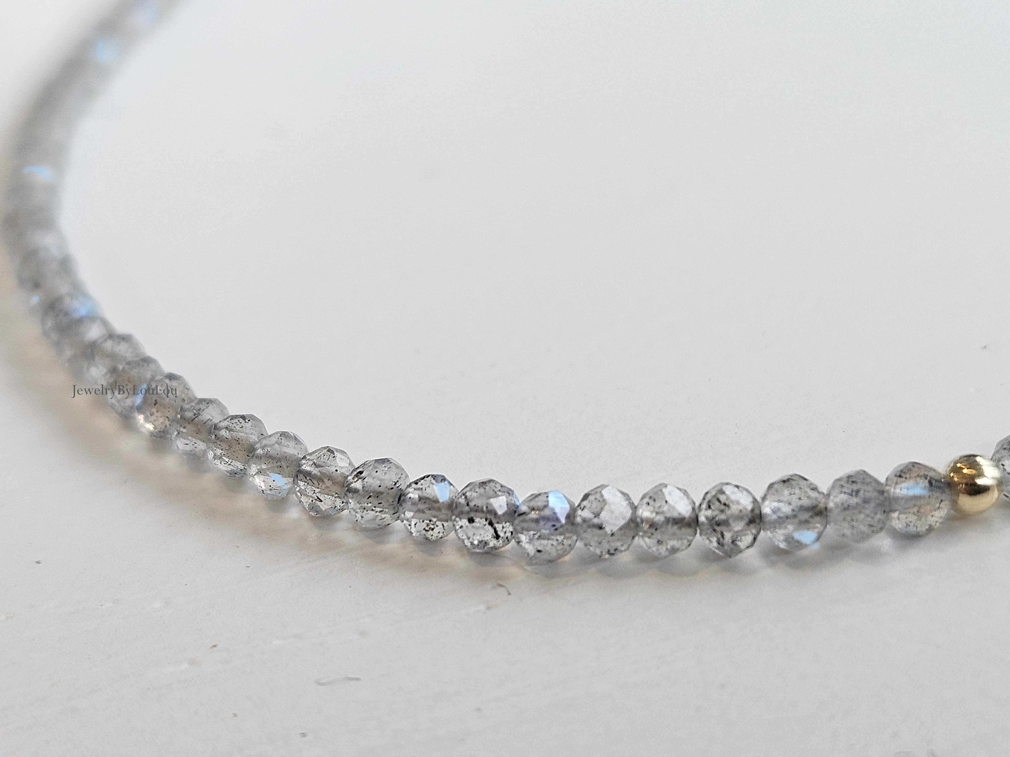 Labradorite beaded bracelet     925 sterling silver   -   14k goldfilled