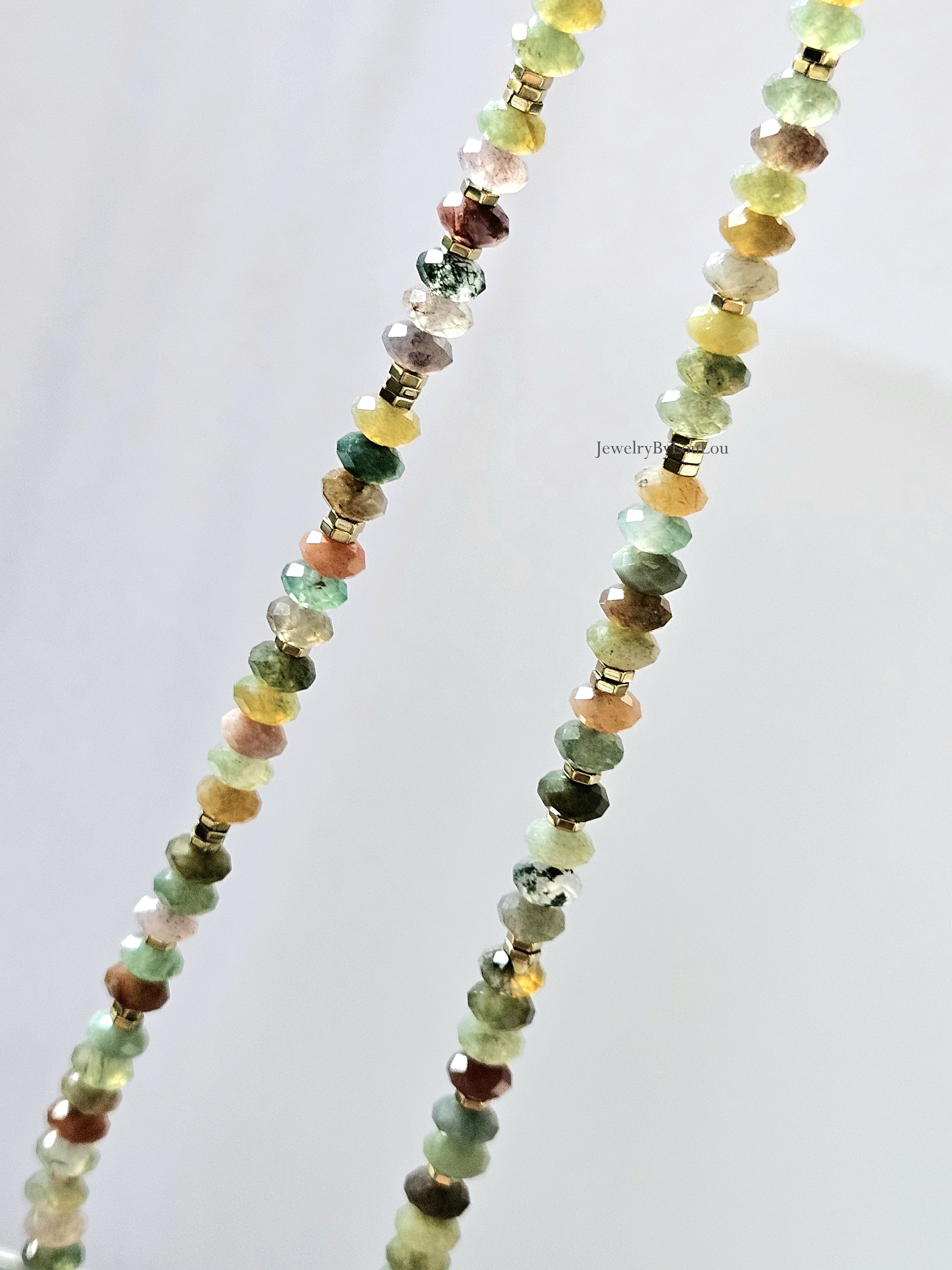 AAA Indiase Agaat kralen ketting, 14k goldfilled - 925 sterling zilver