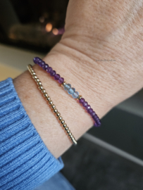 Amethist en Zwitserse Topaas kralen armband     925 sterling zilver   -   14k goldfilled