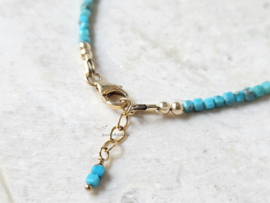 Arizona Turquoise edelstenen kralen armband, leverbaar 14k goldfilled - 925 sterling zilver
