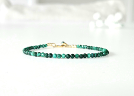 Malachite facet cut beaded bracelet, 14k goldfilled - 925 sterling silver