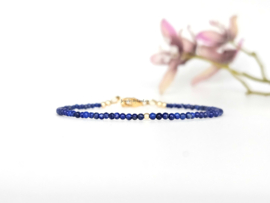 Lapis Lazuli  kralen armband, leverbaar 14k goldfilled - 925 sterling zilver