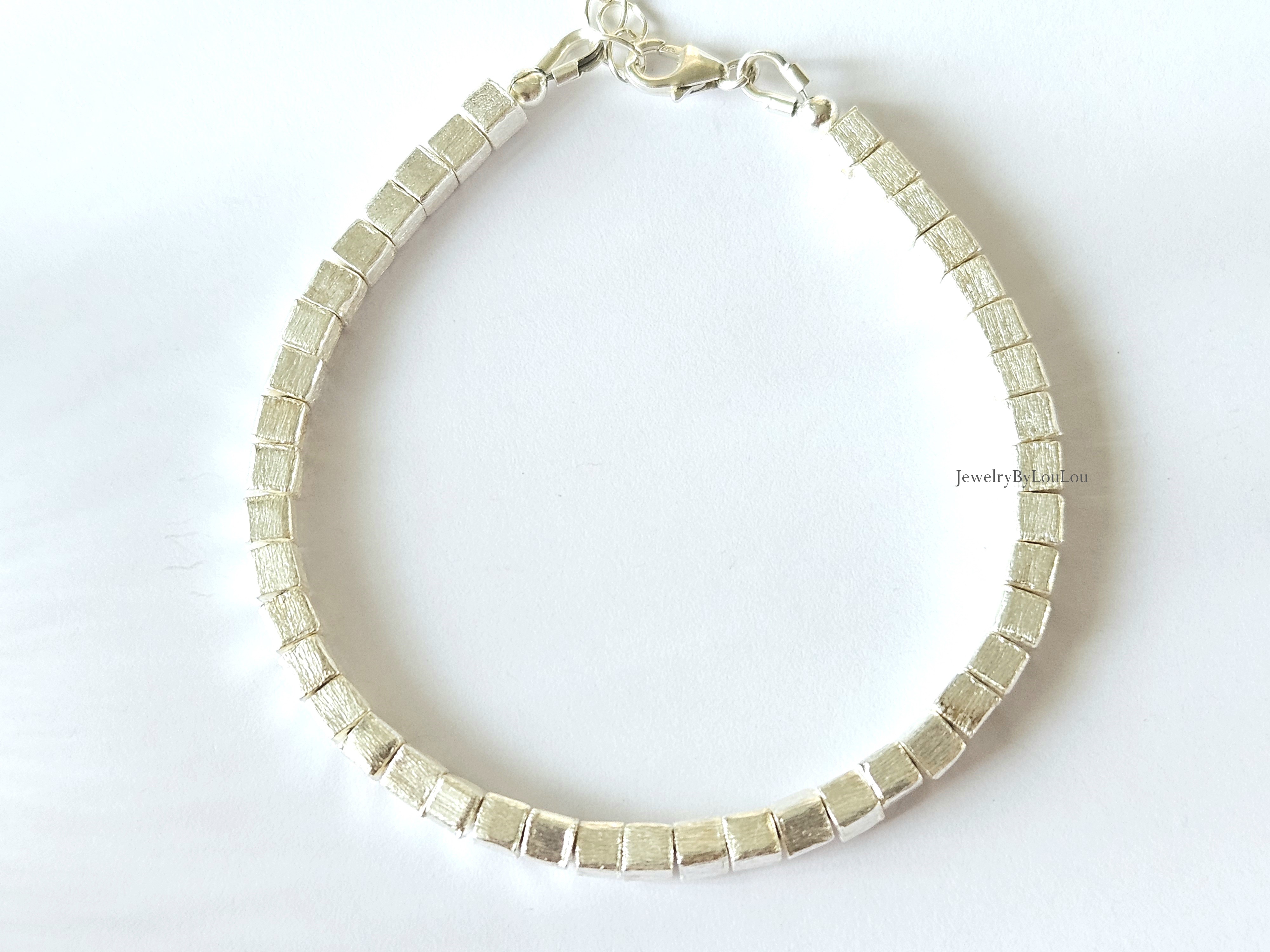 Zwaar 925 sterling zilver kralen armband 4mm, geborsteld zilver
