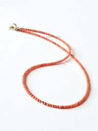 Italiaanse Koraal kralen ketting 14k goldfilled - 925 sterling zilver