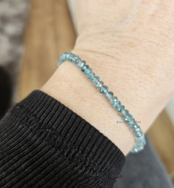 Natuurlijke blauwe Zirkoon edelstenen kralen armband, leverbaar 14k goldfilled - 925 sterling zilver