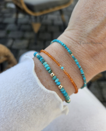 Turquoise kralen armbandje, 14k goldfilled - 925 sterling zilver