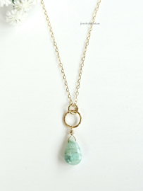 Fijn kettinkje met Peruaanse Opaal hanger - 14k goldfilled 925 sterling zilver