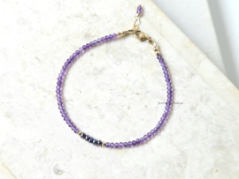 Amethist en zoetwaterparel  armband     925 sterling zilver   -   14k goldfilled