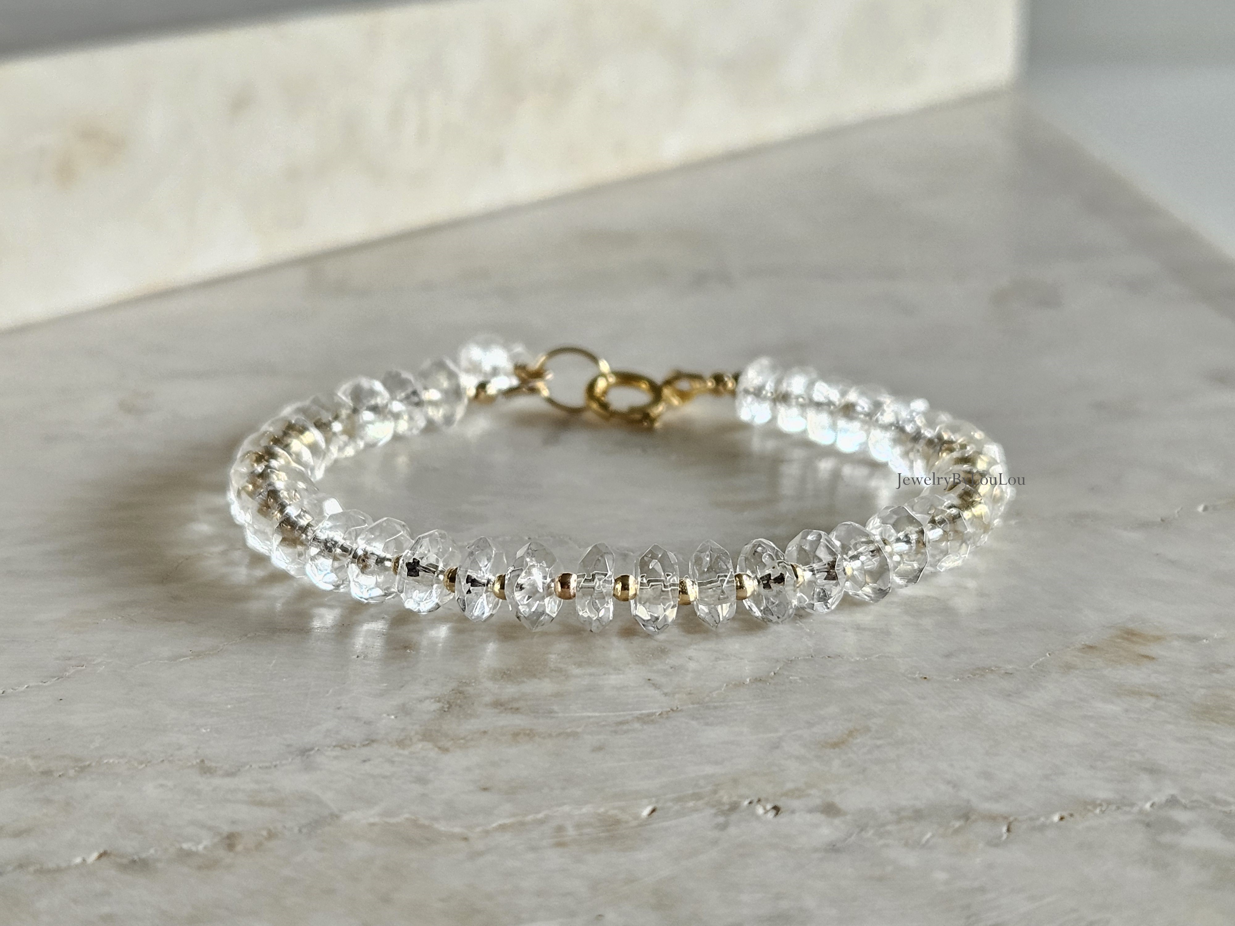 AAA Bergkristal kralen armband, 14k goldfilled - 925 sterling zilver