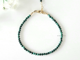 Malachite facet cut beaded bracelet, 14k goldfilled - 925 sterling silver