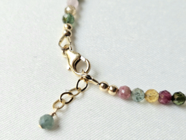 Multi Toermalijn kralen armband, 14k goldfilled & 925 sterling zilver