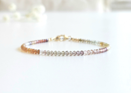 Tundra Sapphire gemstone beaded bracelet, 14k goldfilled & 925 sterling silver